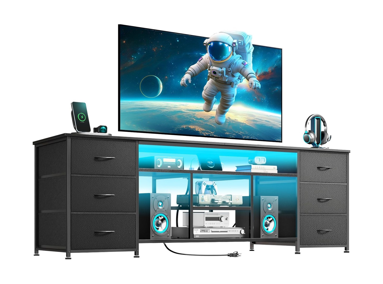Furologee 63 Inch LED TV Stand, Entertainment Center, Black Furologee 63 Inch LED TV Stand, Entertainment Center, Black