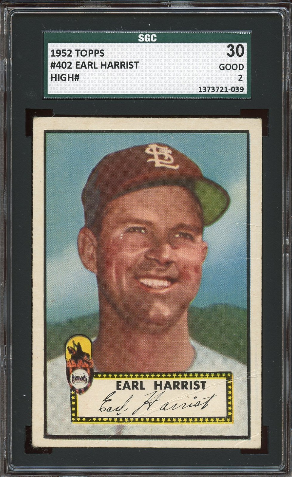 1952 Topps #402 EARL HARRIST graded SGC 2