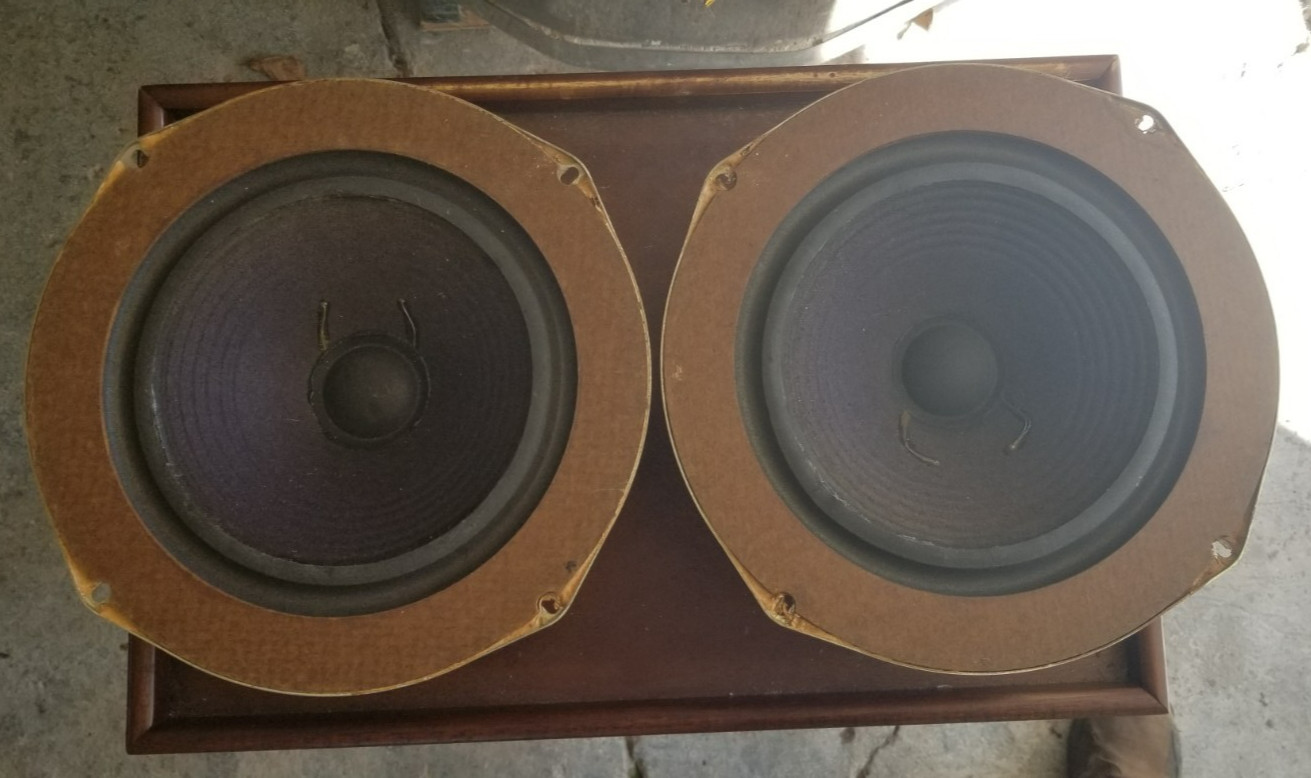 Vintage 1974 Original Large Advent Masonite Woofers PAIR Aug 1974 Coil OK Refoam