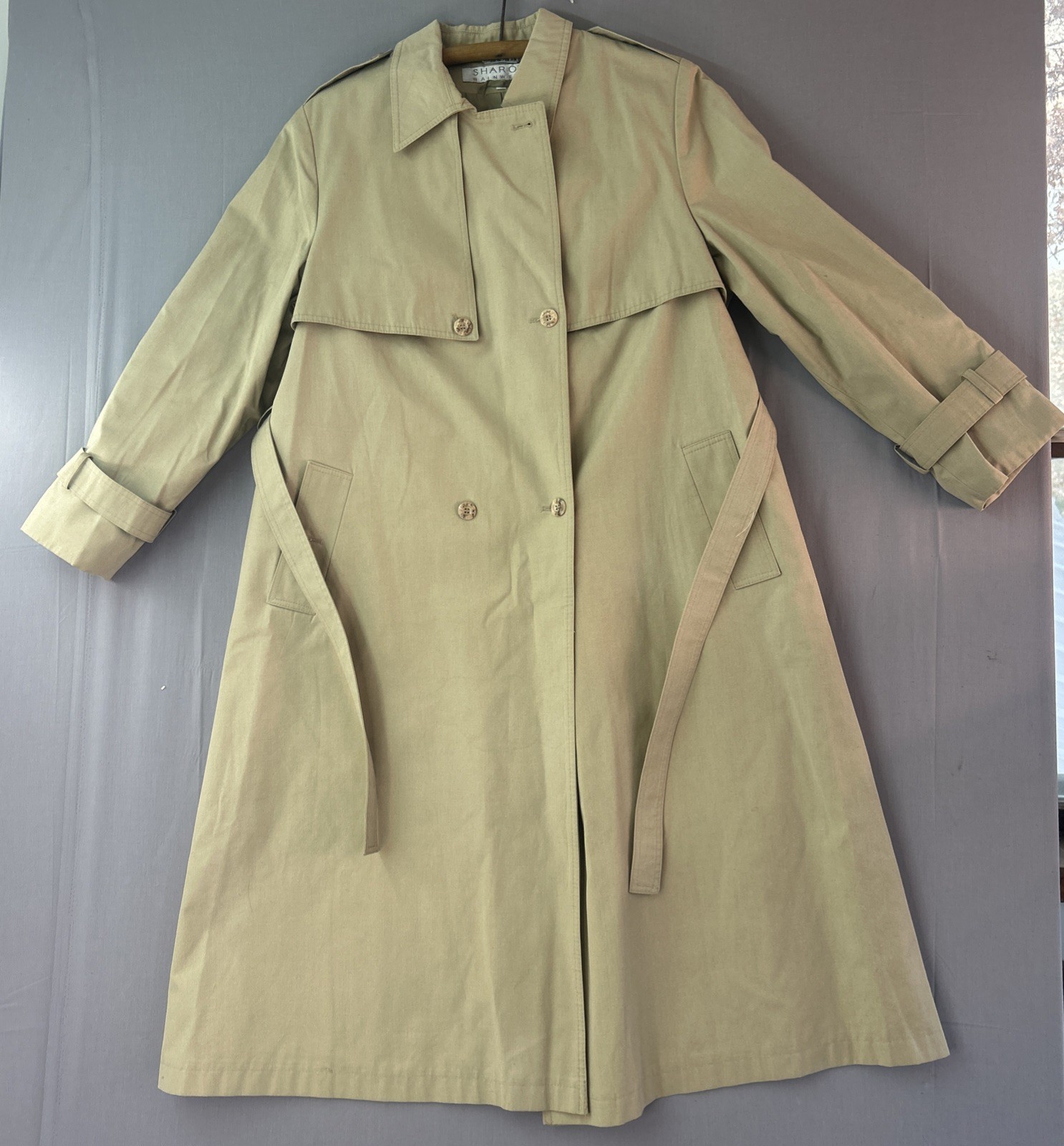 VTG SHARON RAINWEAR Women`s 13/14 Trench Rain Coat MADE IN POLAND Tan EUC VTG SHARON RAINWEAR Women`s 13/14 Trench Rain Coat MADE IN POLAND Tan EUC