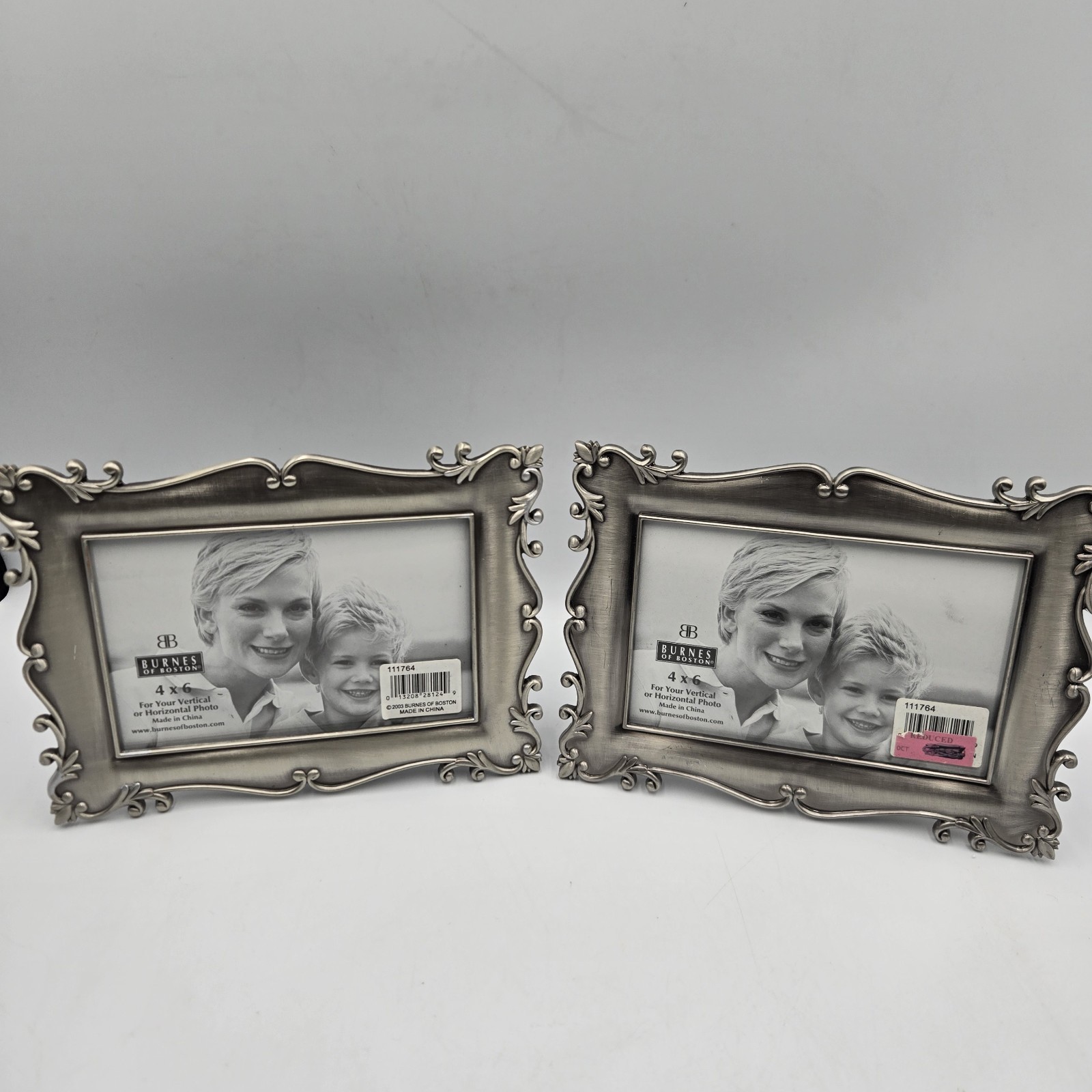 Vintage Burnes of Boston 4” x 6” Photo Frame Brush Pewter Standing Lot Of 2 Vintage Burnes of Boston 4” x 6” Photo Frame Brush Pewter Standing Lot Of 2