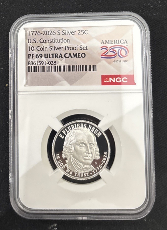1776-2026 S US Constitution Silver Proof Quarter - NGC PF 69 Ultra Cameo 1776-2026 S US Constitution Silver Proof Quarter - NGC PF 69 Ultra Cameo