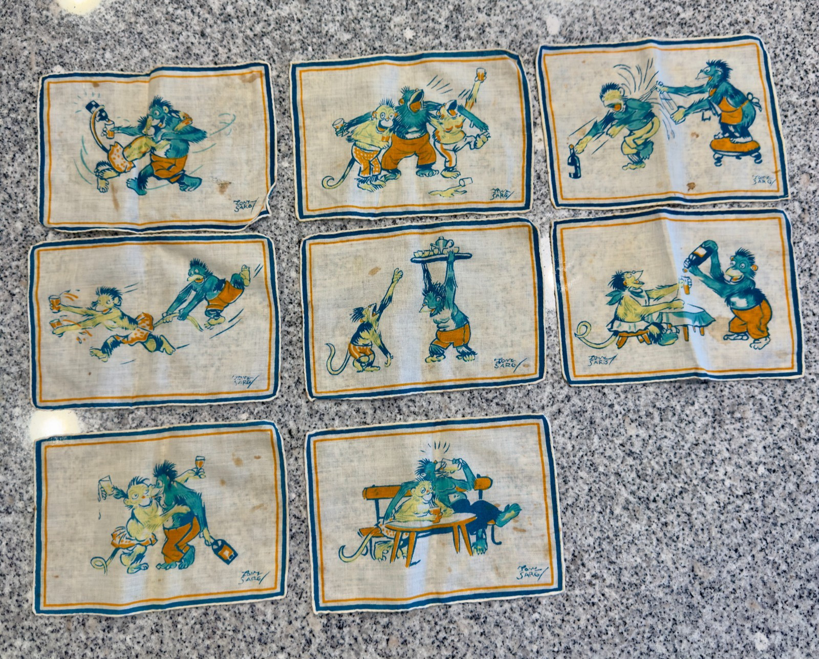 Vintage Tony Sarg Cocktail Napkins Set of 8 Very RARE Vintage Tony Sarg Cocktail Napkins Set of 8 Very RARE