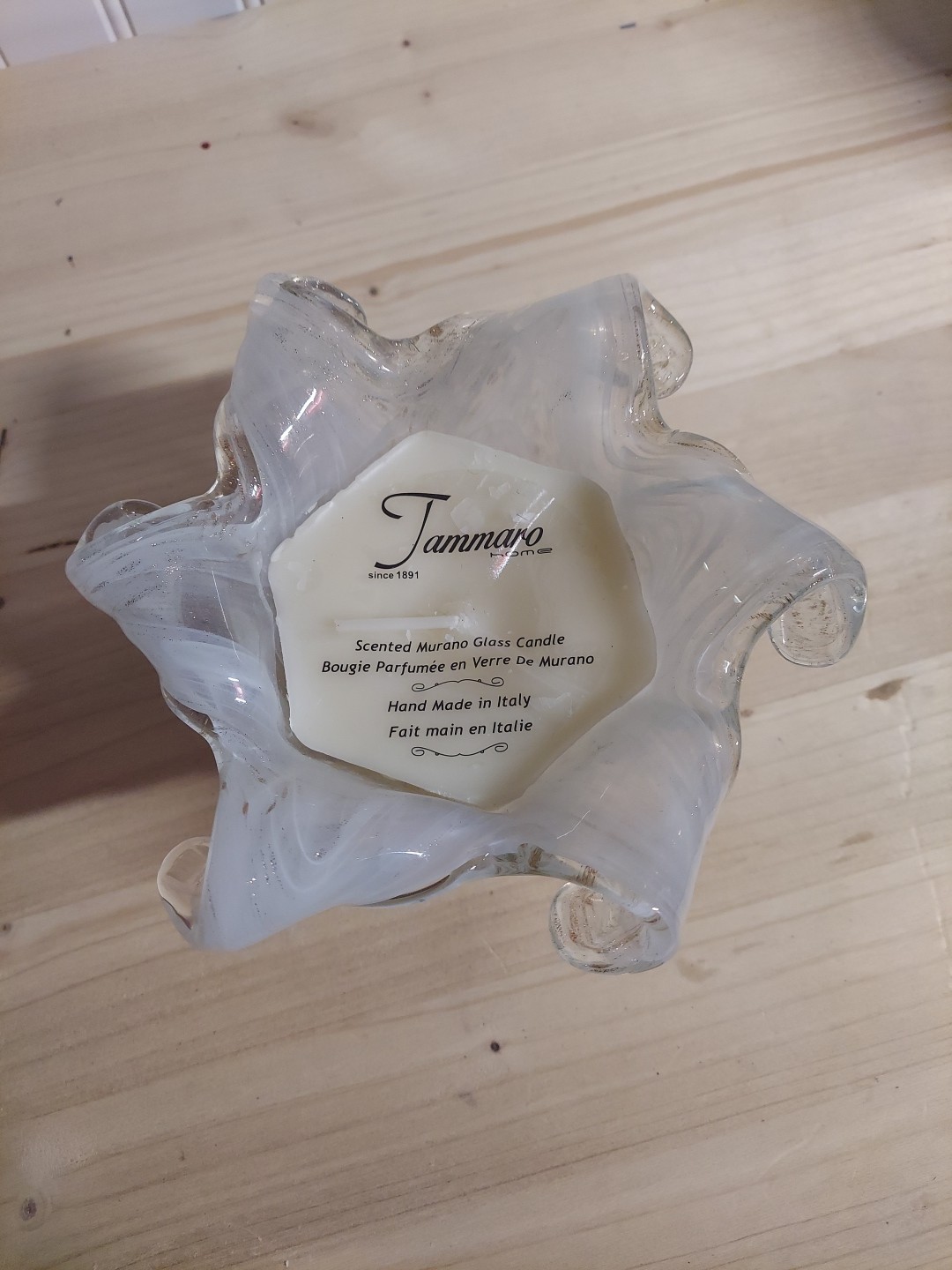 VTG Scented Murano Glass Candle Hand Made In Italy Tammaro Home Since 1981 NWOB