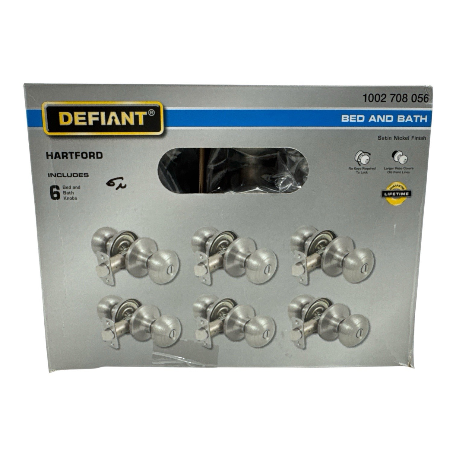 Defiant Hartford Privacy Bed/Bath Door Knob Set 6-Pack Satin Nickel