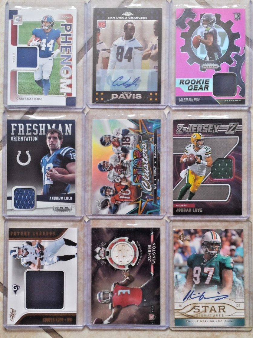 HUGE AUTO, GAME USED, ROOKIE, FOOTBALL CARD LOT LOADED HUGE AUTO, GAME USED, ROOKIE, FOOTBALL CARD LOT LOADED