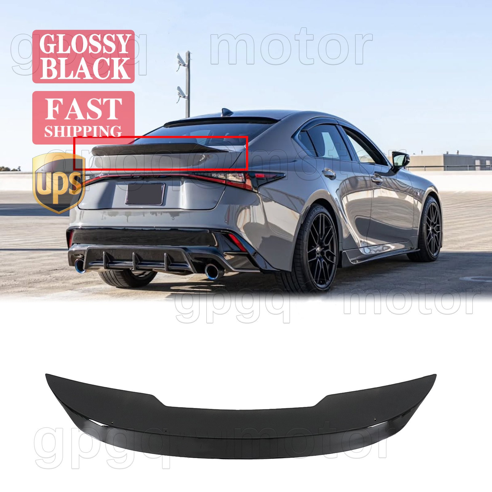For Lexus IS300 IS350 IS500 2021-2025 Gloss Black Duckbill Rear Trunk Spoiler