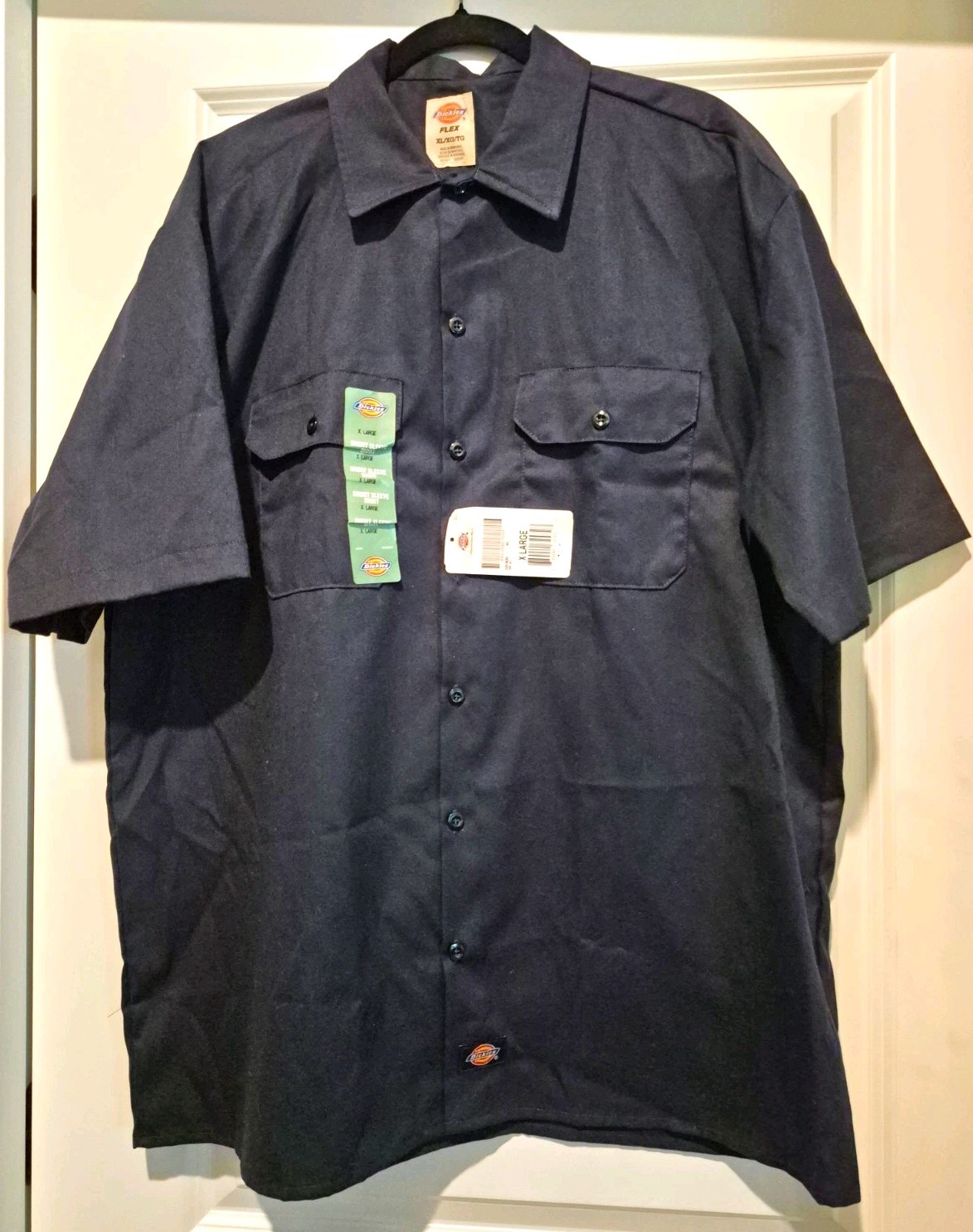 Dickies Flex Men\'s XL Button-Up Work Shirt Short Sleeve Navy Twill Dickies Flex Men\'s XL Button-Up Work Shirt Short Sleeve Navy Twill