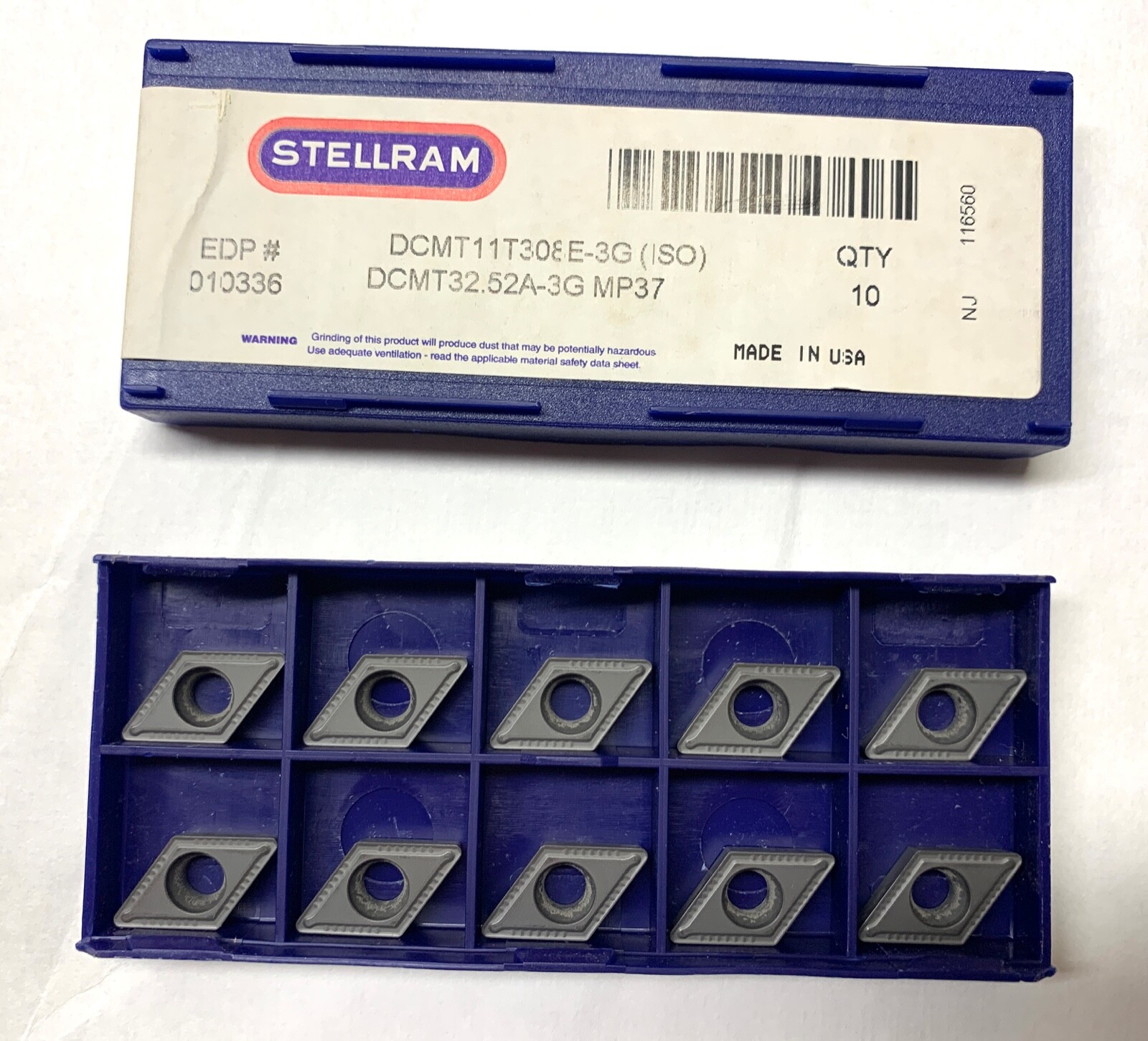 STELLRAM Carbide Inserts - DCMT11T308E-3G, DCMT32.52A-3G MP36 - Qty. 10 - NEW