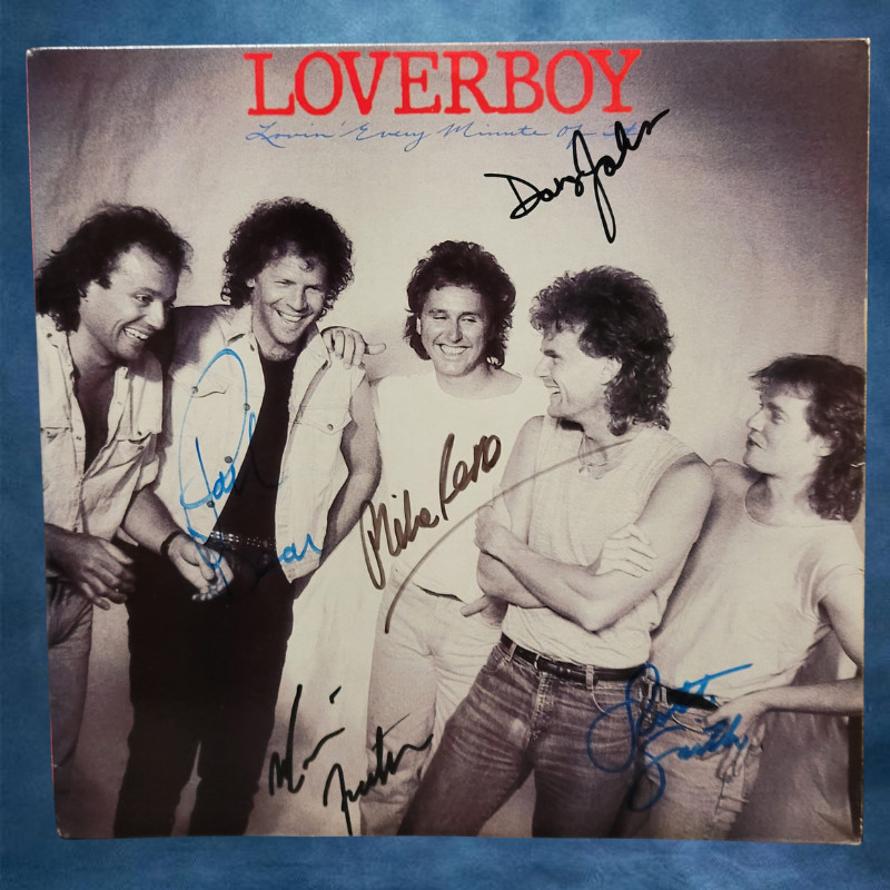 Loverboy - signed vinyl record - Loving every minute - 5 signatures