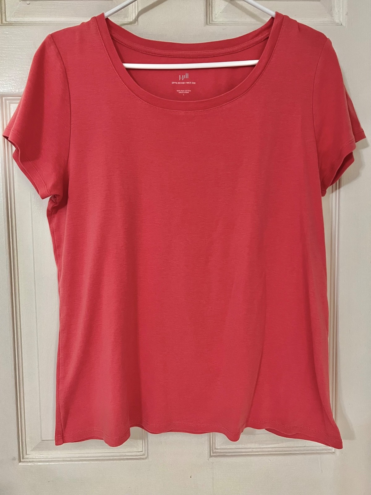 J.Jill Pima Scoop Neck Tee Top L Large Coral EUC J.Jill Pima Scoop Neck Tee Top L Large Coral EUC