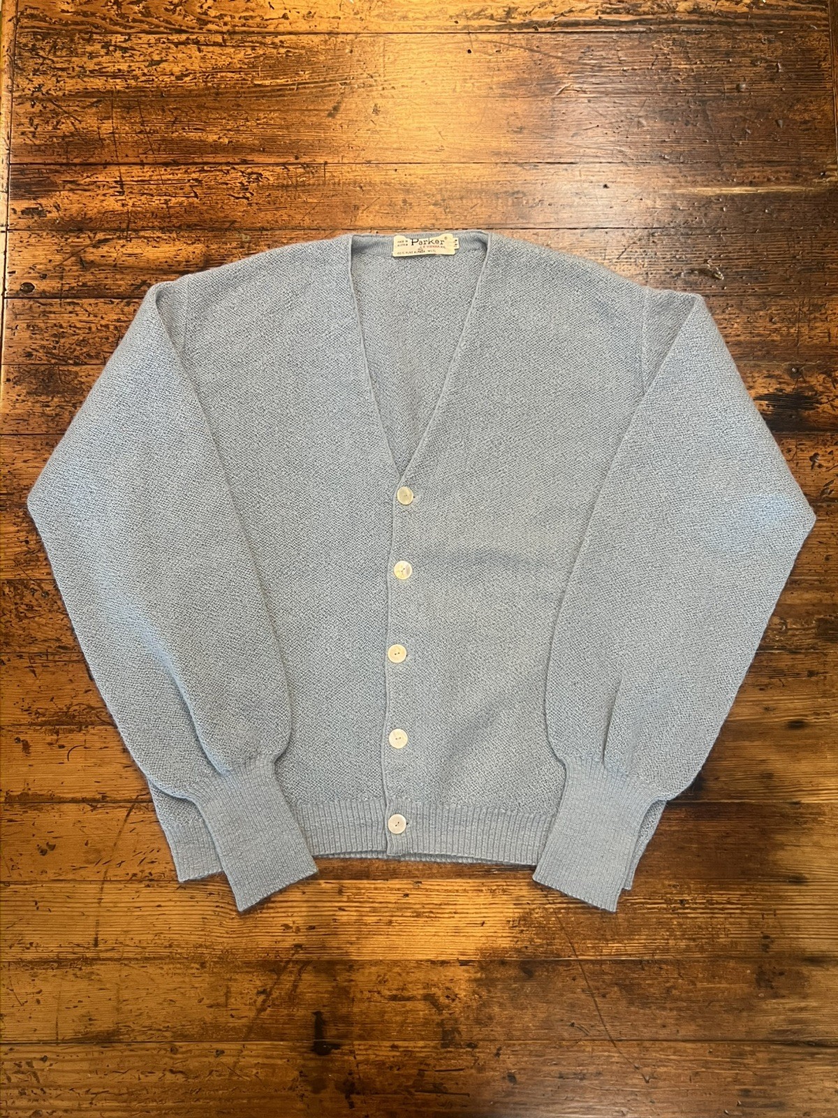 50s/60s Vtg Parker of Vienna Alpaca Wool Cardigan Sweater Light Blue Austria 44 50s/60s Vtg Parker of Vienna Alpaca Wool Cardigan Sweater Light Blue Austria 44