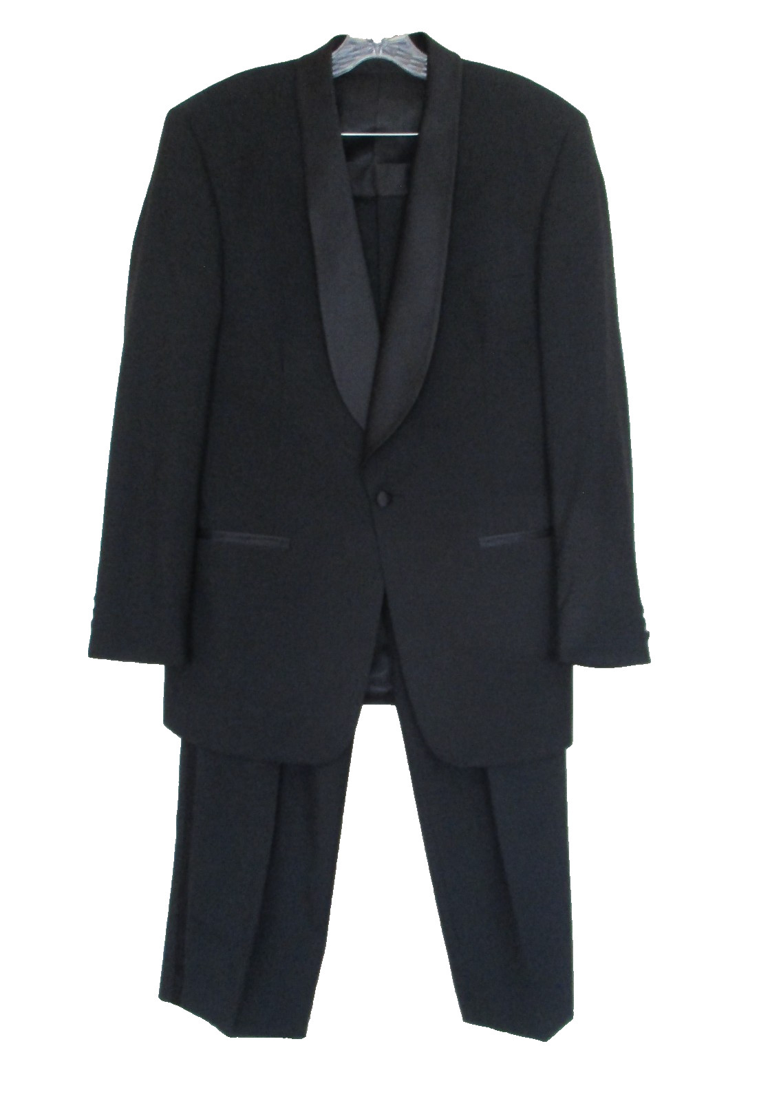 Vintage Givenchy Monsieur Men 42R Black Wool Tuxedo Suit 1-Button Shawl Collar