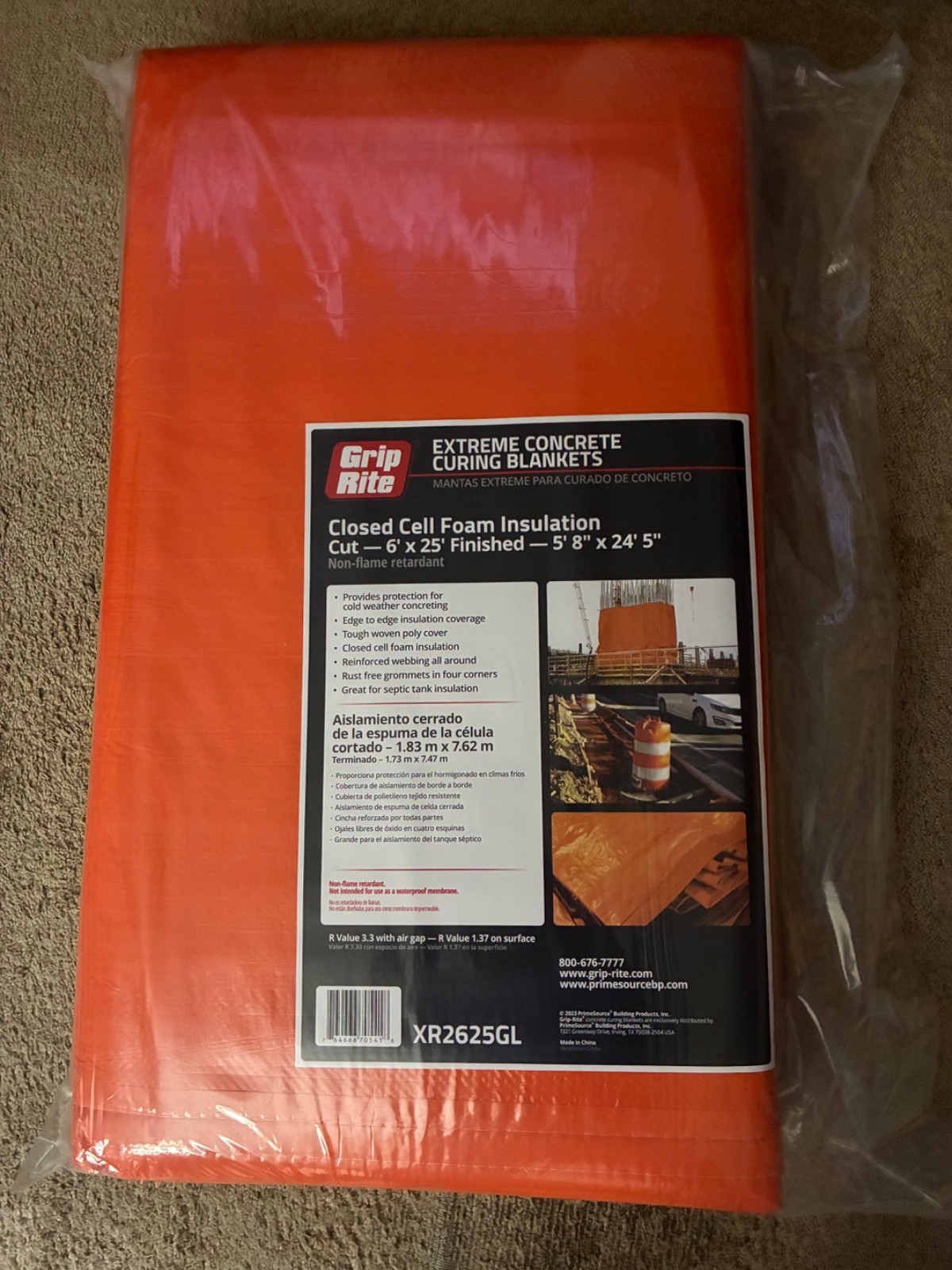 Brand New Grip-Rite 5.8 ft. x 24.5 ft. Wet Concrete Curing Blanket Brand New Grip-Rite 5.8 ft. x 24.5 ft. Wet Concrete Curing Blanket