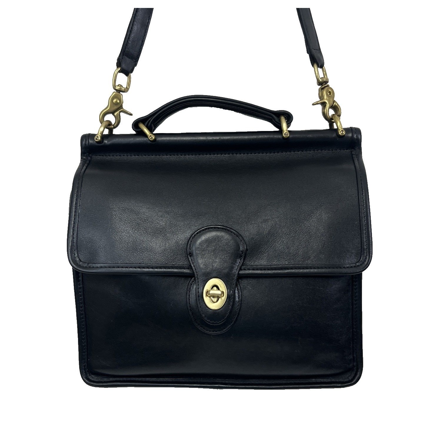VTG Coach Willis 9927 Black Leather Brass Turnlock Top Handle Satchel Bag USA 97 VTG Coach Willis 9927 Black Leather Brass Turnlock Top Handle Satchel Bag USA 97