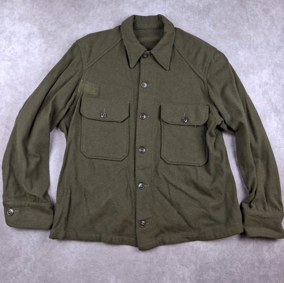 Vintage US Military OG-108 Wool Field Shirt Mens Green Wool Blend 50s Korean War Vintage US Military OG-108 Wool Field Shirt Mens Green Wool Blend 50s Korean War