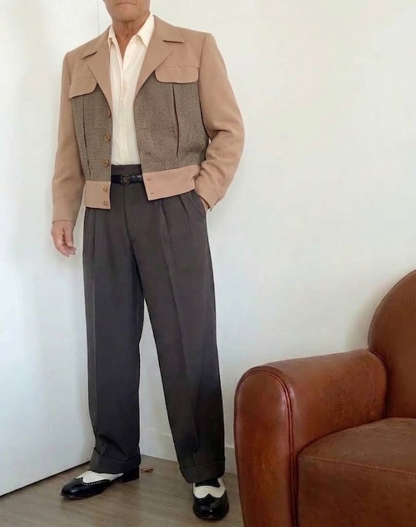 Unique Designer Jacket – 1950s/60s Hollywood Style – Indonesian Crepe & Houndsto