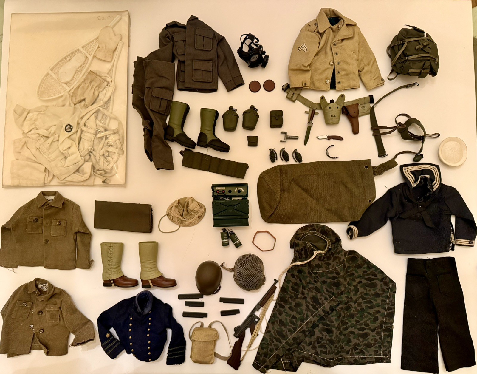 Large Vintage 1964 GI Joe Lot Clothing & Accessories