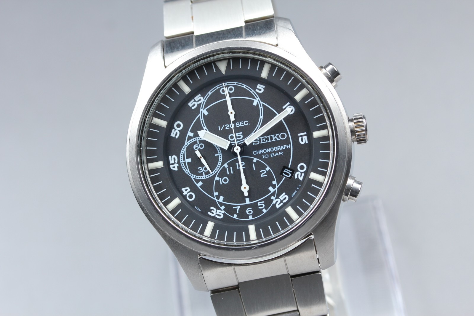 [Near MINT] Seiko 7T92-0JS0 Chronograph Black Dial Quartz Men\'s Watch From JAPAN