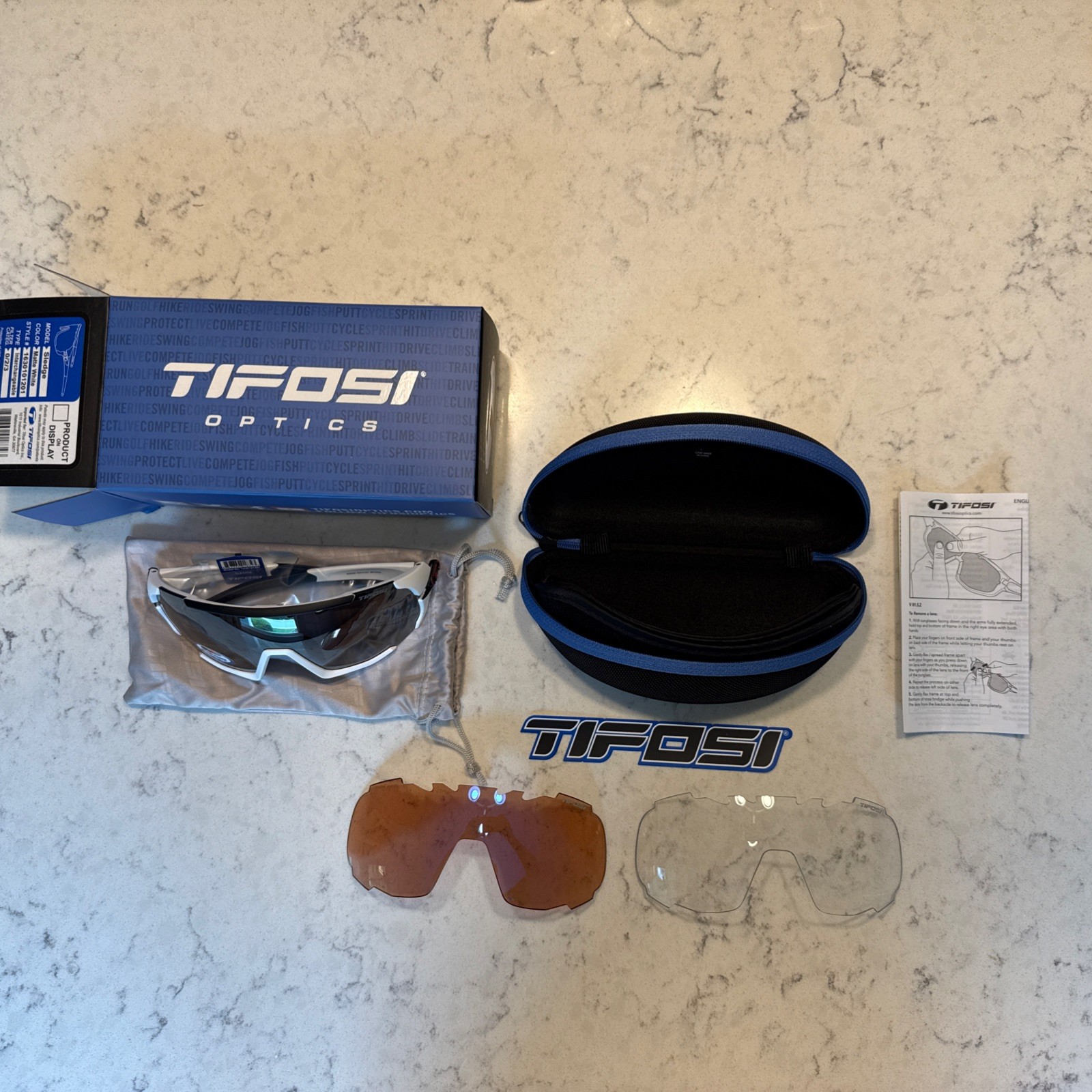 NEW - Tifosi Sledge Sunglasses Matte White Interchangeable Lenses 1630101201