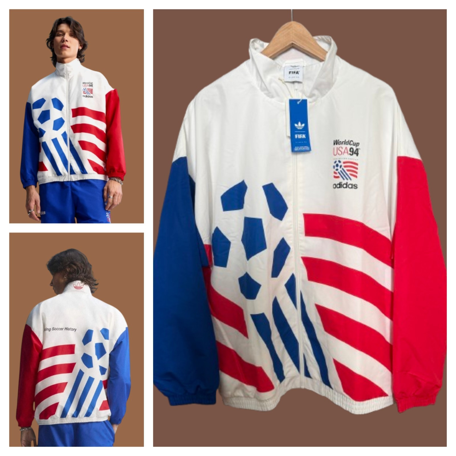 Adidas Classic USA FIFA World Cup 94 Retro Soccer Track Jacket Men Sz L New $120