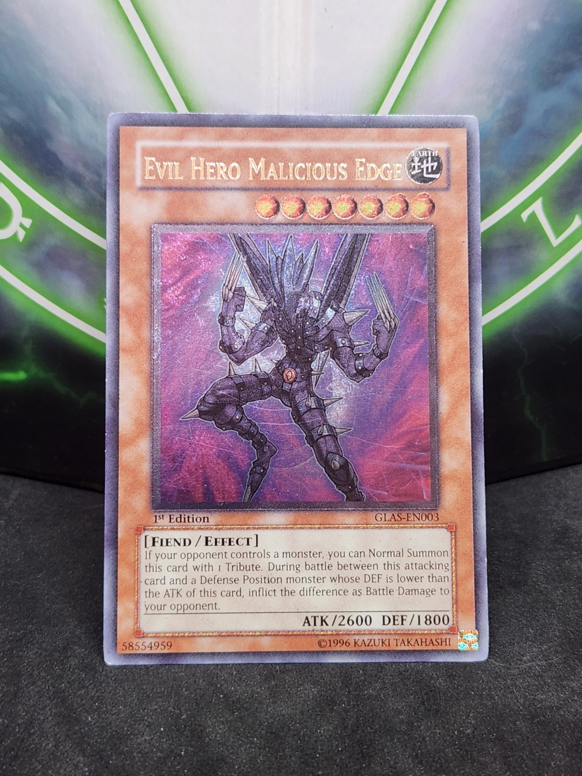 Yugioh Evil Hero Malicious Edge GLAS-EN003 Ultimate Rare 1st Edition NM Yugioh Evil Hero Malicious Edge GLAS-EN003 Ultimate Rare 1st Edition NM