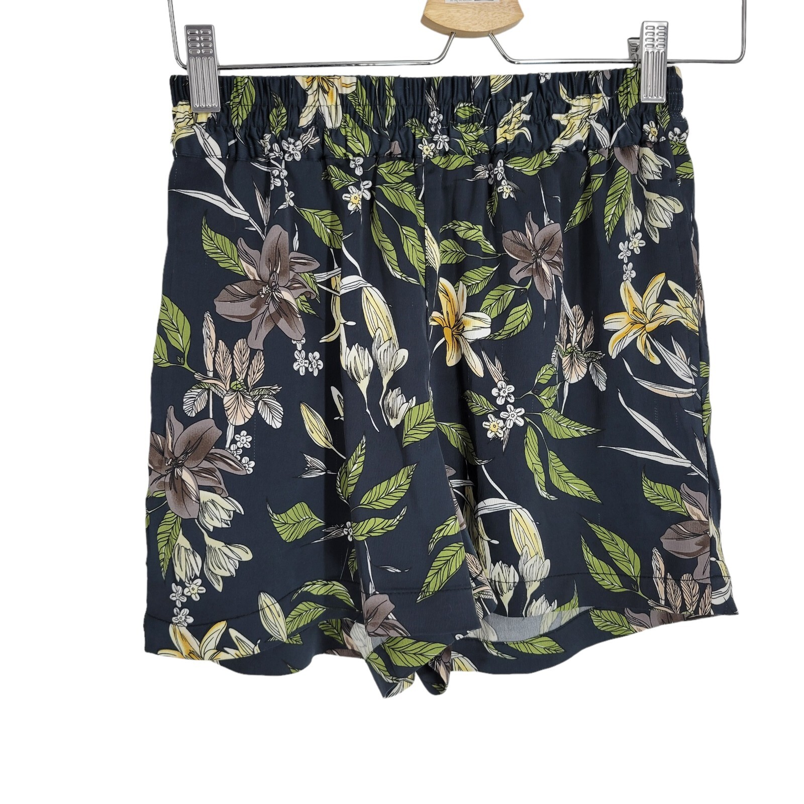 Frank and Oak XS Floral Black Stretch Casual Shorts Dark Fairycore Whimsigoth