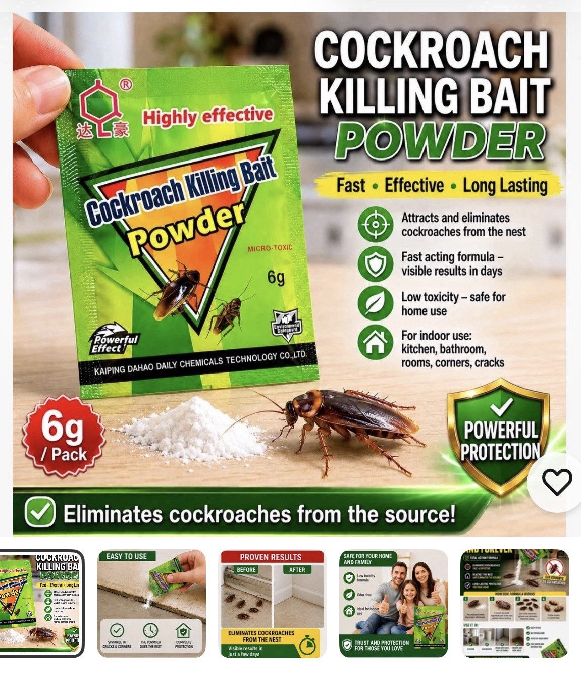 Cockroach Killing Powder 1 Box. 50pcs Per Box Cockroach Killing Powder 1 Box. 50pcs Per Box