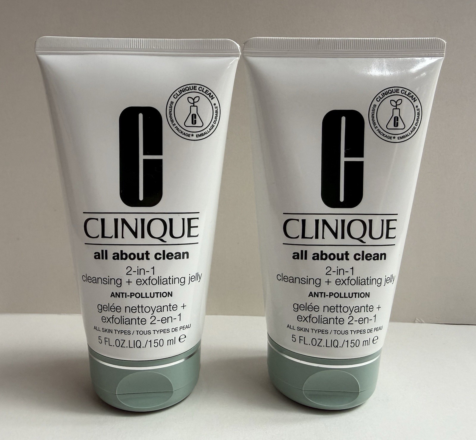 2x Clinique All About Clean 2-in-1 Cleansing + Exfoliating Jelly 5oz/150ml Full