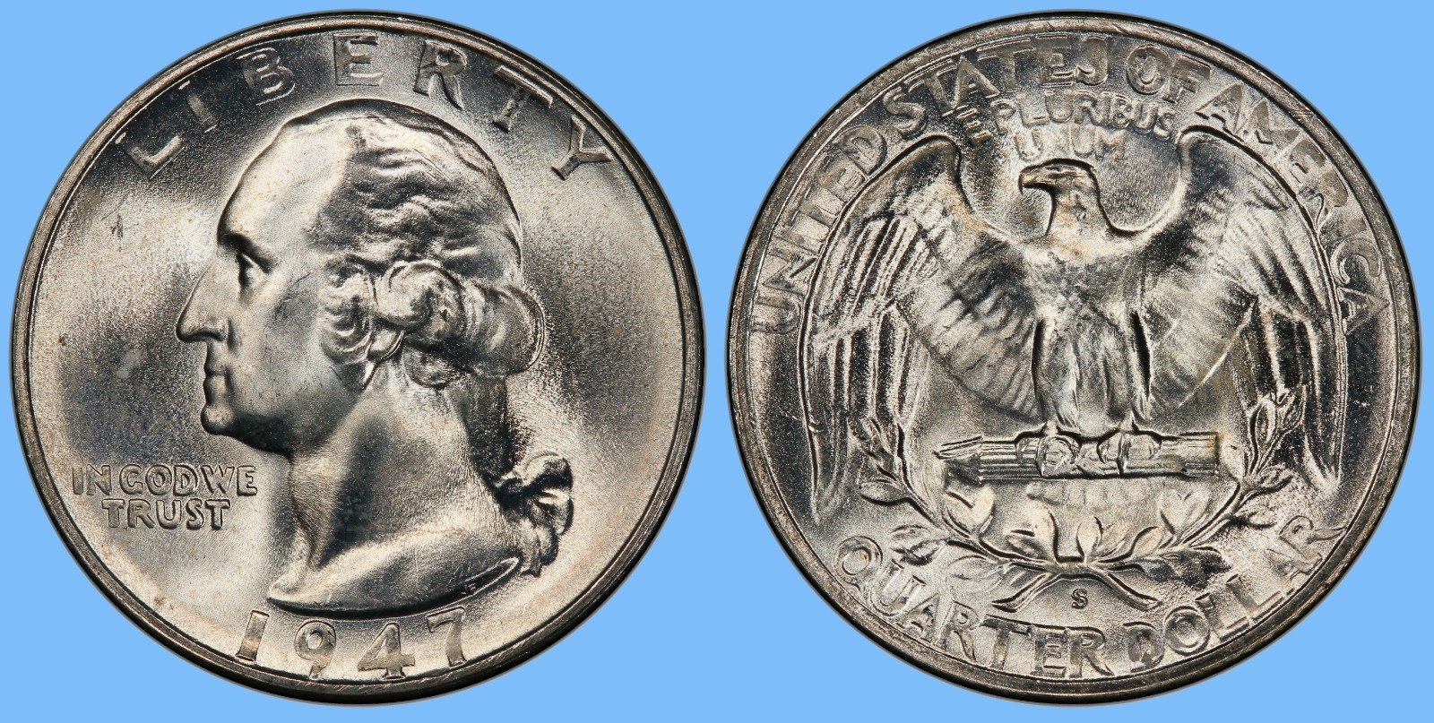1947 S Washington Quarter ~ BU Uncirculated Mint State ~ 90% Silver 25c US Coin 1947 S Washington Quarter ~ BU Uncirculated Mint State ~ 90% Silver 25c US Coin