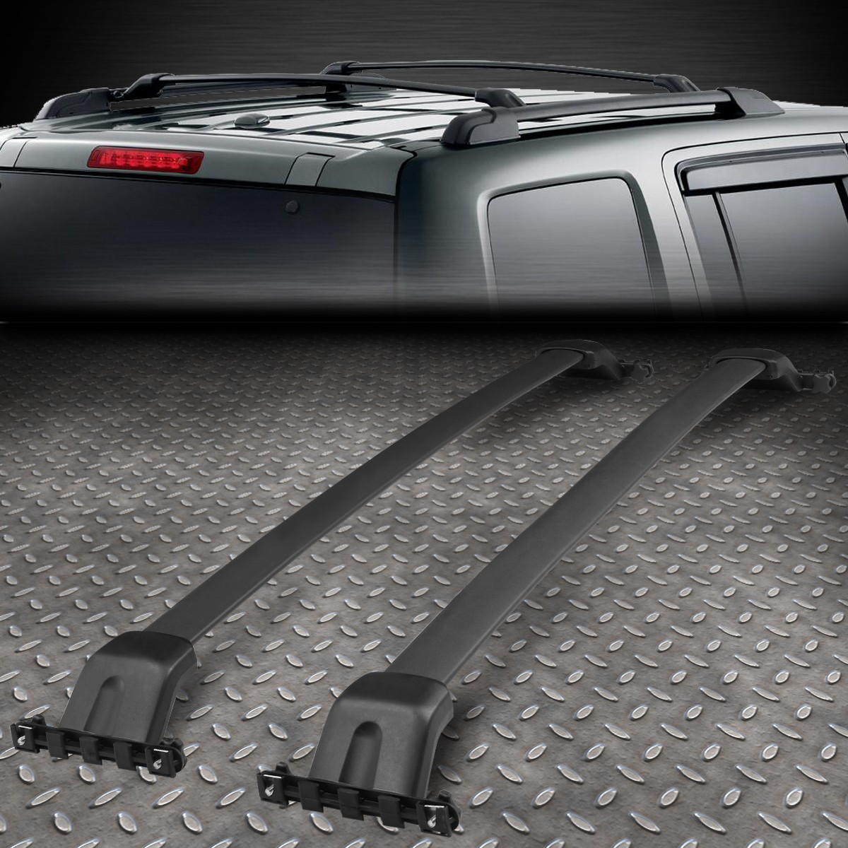 FOR 09-15 HONDA PILOT BLACK COATED ALUMINUM OE STYLE ROOF RACK/RAIL CROSS BAR