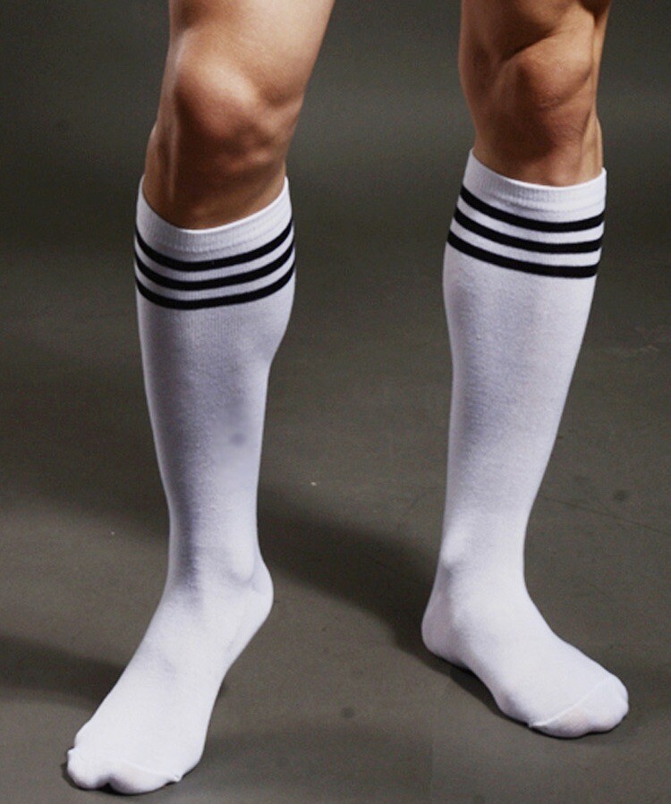 Men\'s Socks 80\'s Old School Classic Striped Mid Calf Athletic Tube Socks