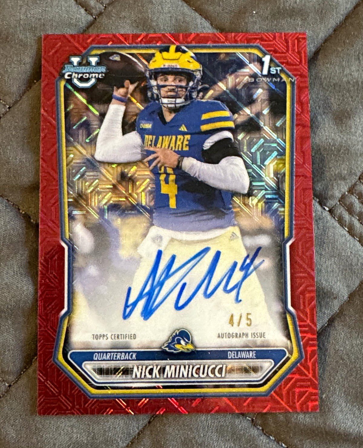 2026 Bowman Chrome Nick Minicucci True Red Refractor Auto 4/5 #BCPA-NMI 1st Bow 2026 Bowman Chrome Nick Minicucci True Red Refractor Auto 4/5 #BCPA-NMI 1st Bow