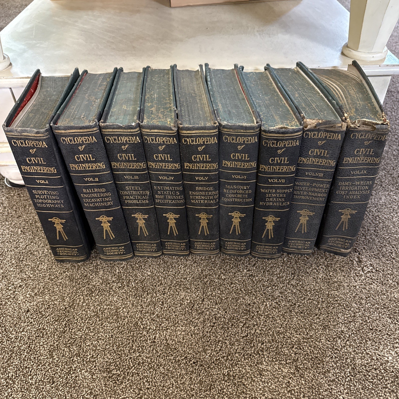 1919 Antique Cyclopedia Civil Engineering 9 Vol Surveying Railroad Book Lot Set 1919 Antique Cyclopedia Civil Engineering 9 Vol Surveying Railroad Book Lot Set