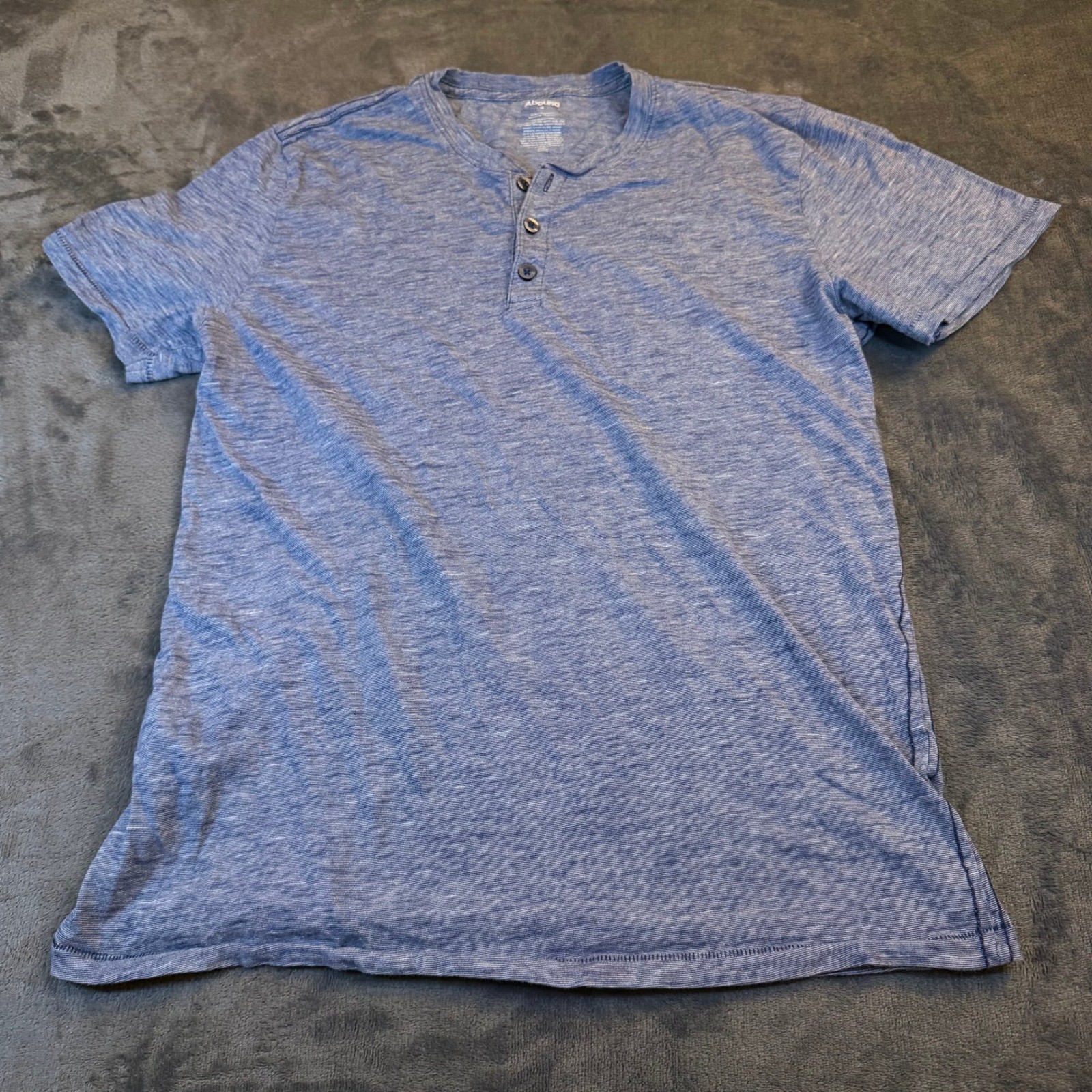 Abound Blue Striped Short Sleeve Henley Shirt Mens Medium Casual Cotton Blend