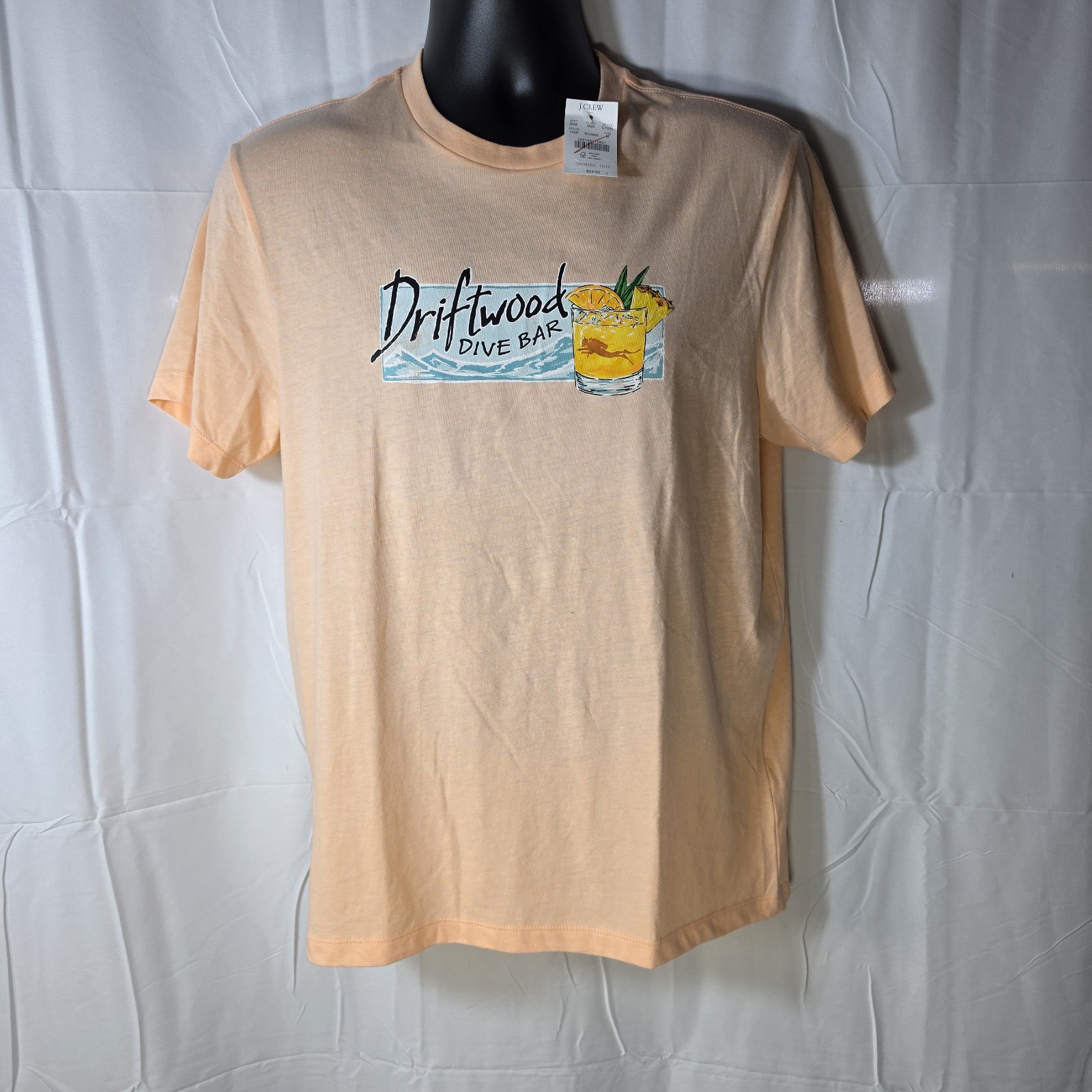 NWT J.Crew Factory Men\'s Driftwood Dive Bar Graphic Tee Heather Peach Size M