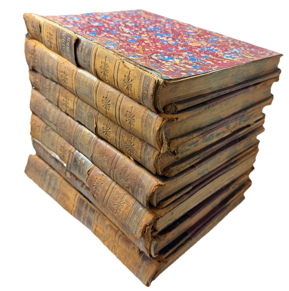 Antique Charles Reade's Works 7-Volume Incomplete Leather Set
