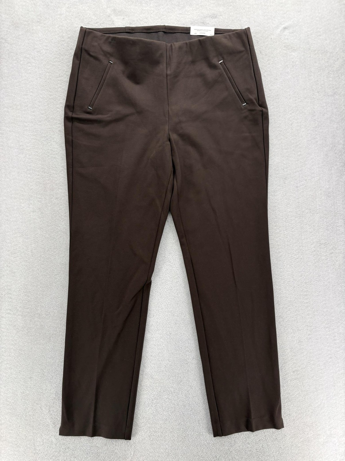 Chico\'s So Slimming Juliet Trim Pants Womens 2.5 Brown Ponte Slim Leg Stretch