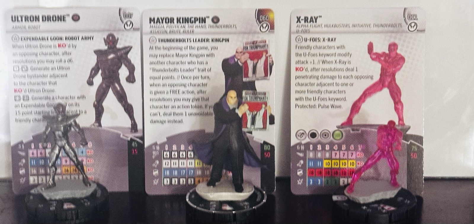 Heroclix Thunderbolts Mayor Kingpin 060 Chase Ultron Drone 007 X-Ray 011 Lot Heroclix Thunderbolts Mayor Kingpin 060 Chase Ultron Drone 007 X-Ray 011 Lot