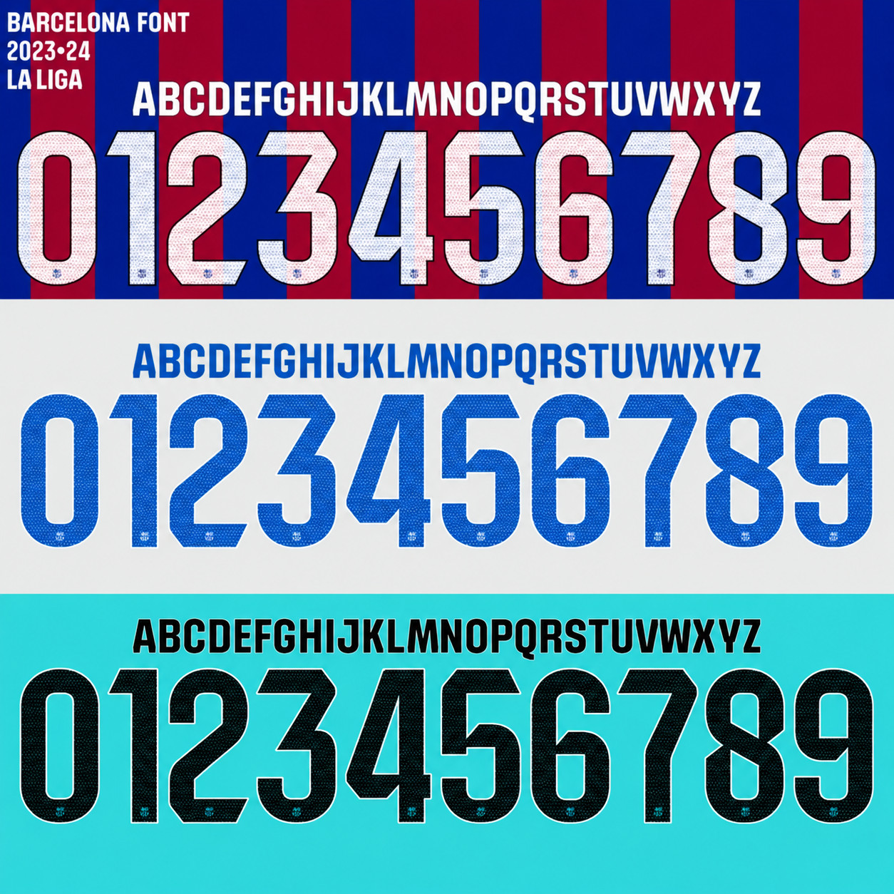 Barcelona 2023/24 Nameset Heat Transfer Letters Numbers Home Away Third