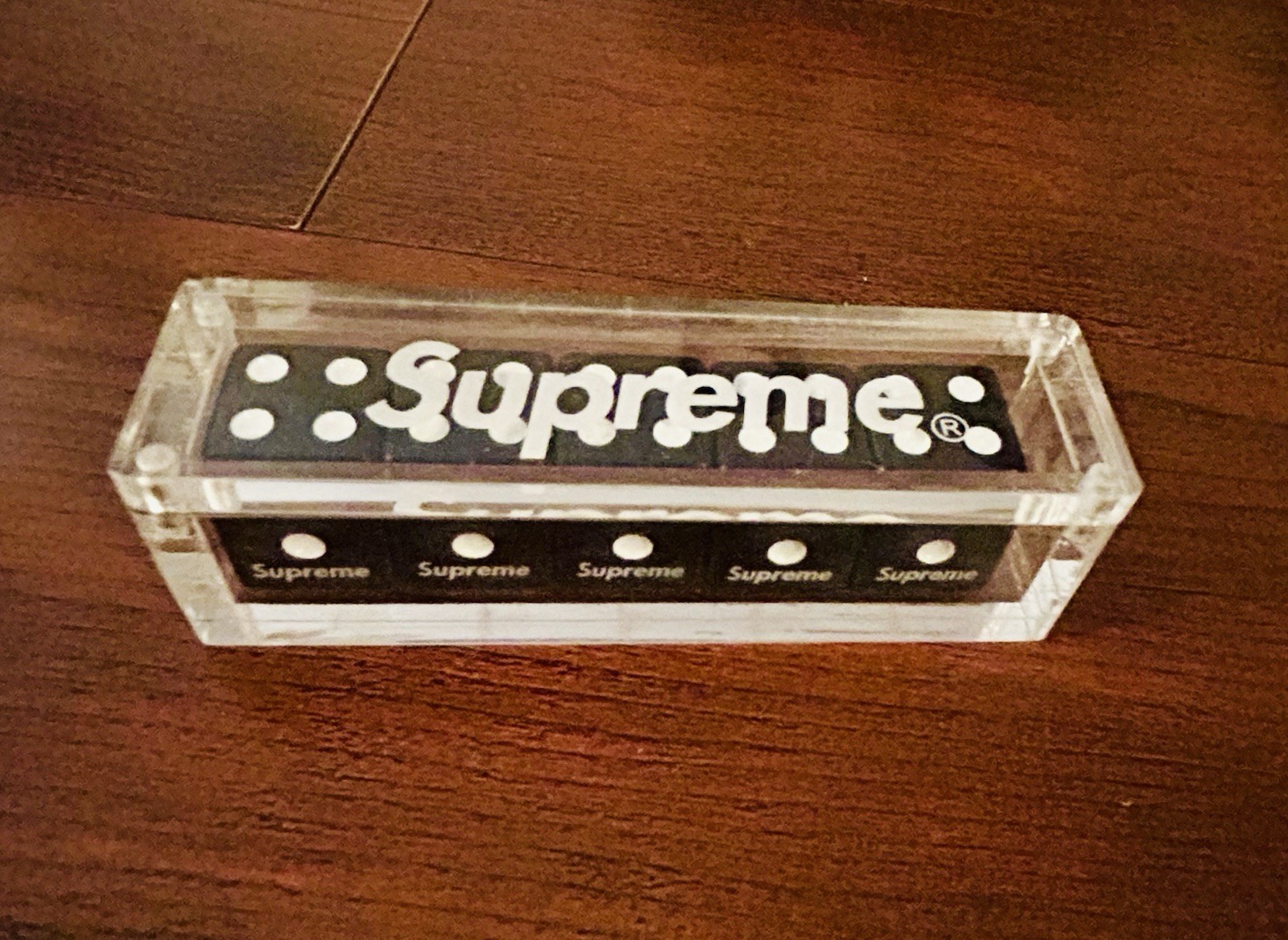 Supreme Logo Black Acrylic Dice Set with Case 2011 FW11 Supreme Logo Black Acrylic Dice Set with Case 2011 FW11