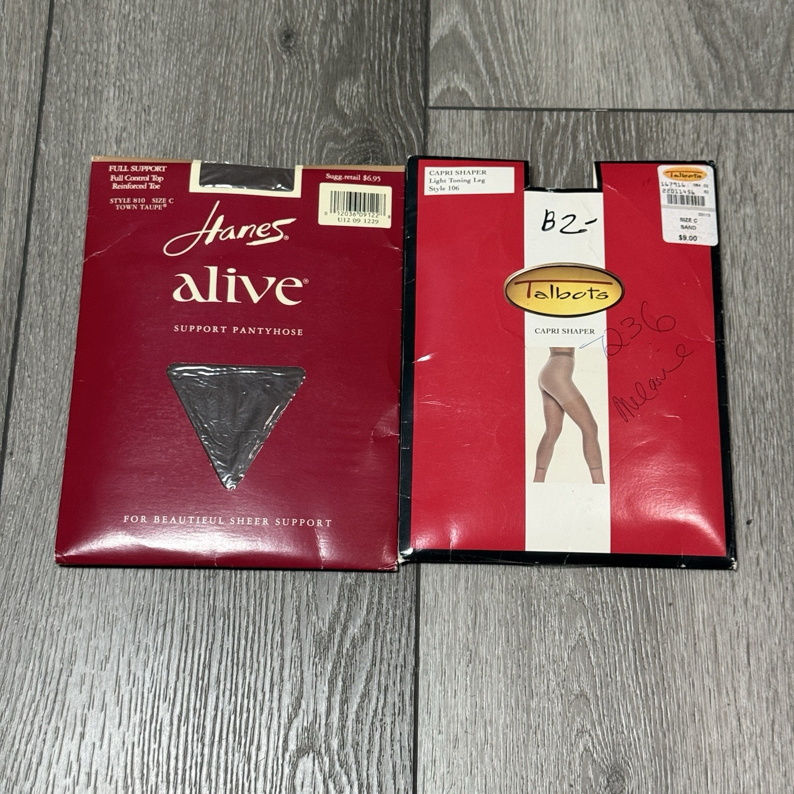 Hanes Alive (Town Taupe) Full Support & Talbots (Sand) Capri Shaper Pantyhose C Hanes Alive (Town Taupe) Full Support & Talbots (Sand) Capri Shaper Pantyhose C