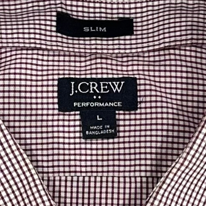 J Crew Performance Shirt Mens Large Burgundy White Micro Check J Crew Performance Shirt Mens Large Burgundy White Micro Check