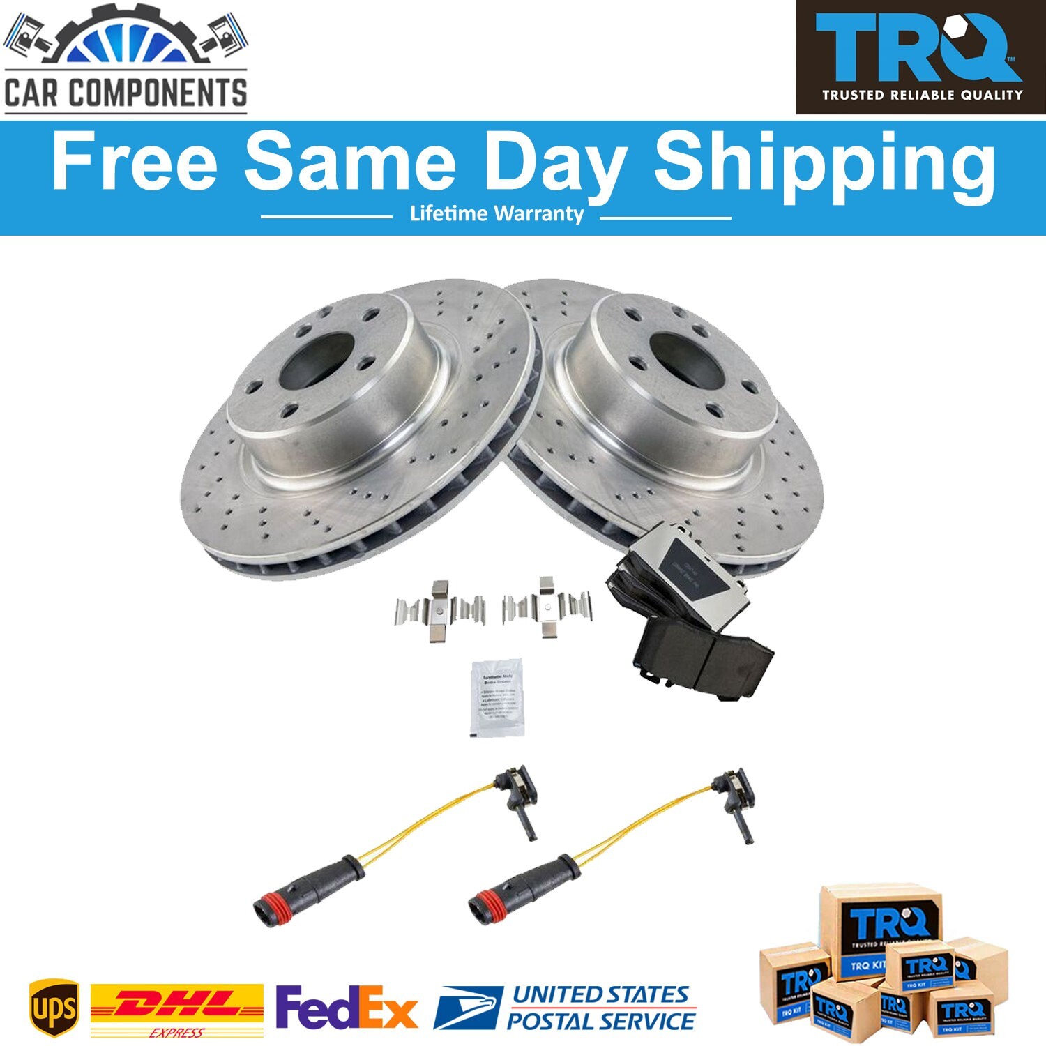 TRQ New Front Brake Pad & Rotor Kit For 2003-2006 Mercedes Benz CL500 S500