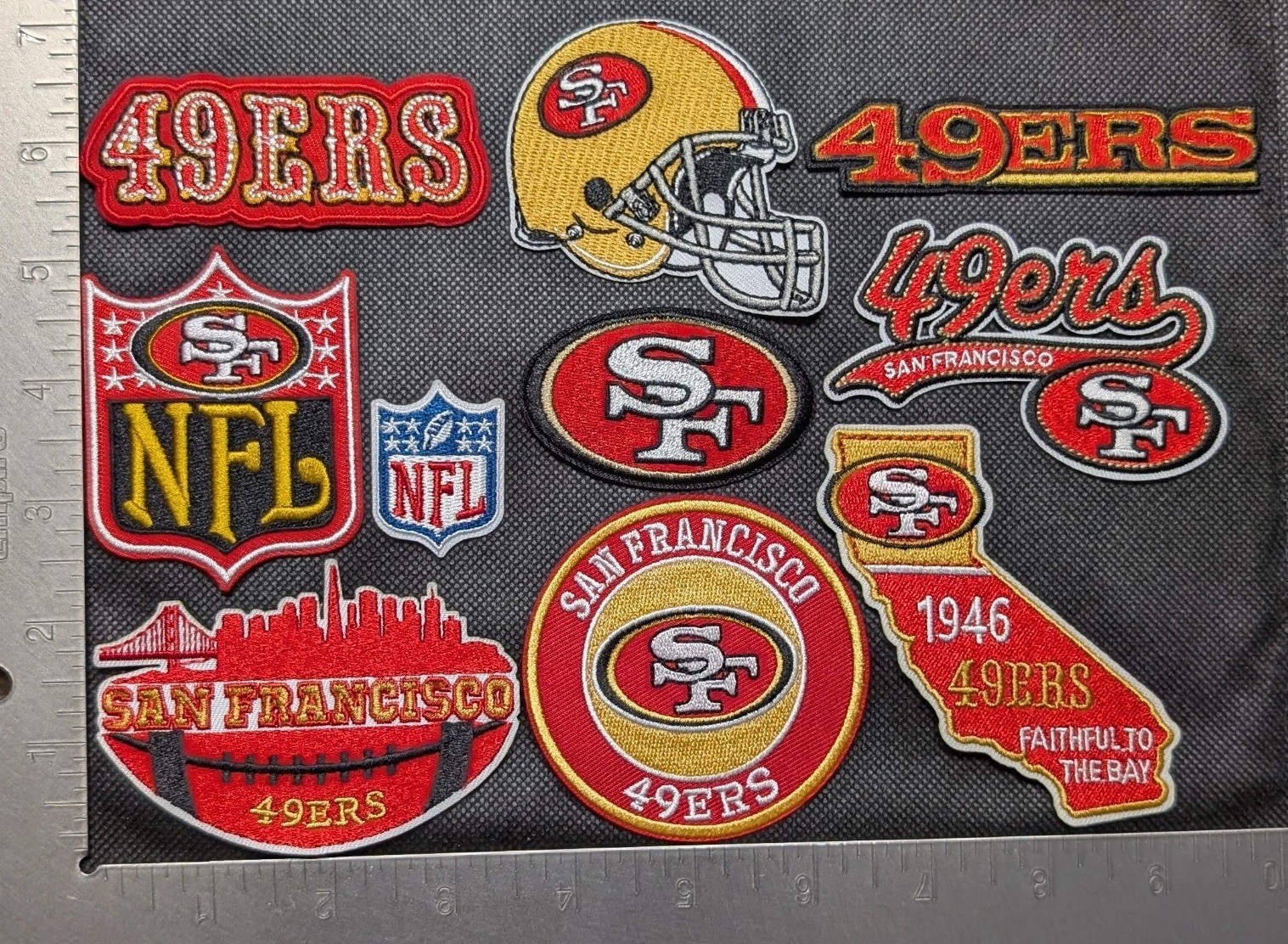 SAN FRANCISCO 49ERS SET OF 10 NFL FOOTBALL IRON ON PATCHES U GET ALL IN PHOTO SAN FRANCISCO 49ERS SET OF 10 NFL FOOTBALL IRON ON PATCHES U GET ALL IN PHOTO