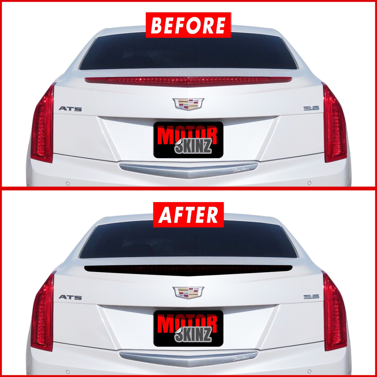 FOR 13-18 Cadillac ATS Sedan Third Brake Light SMOKE Precut Vinyl Tint Overlays