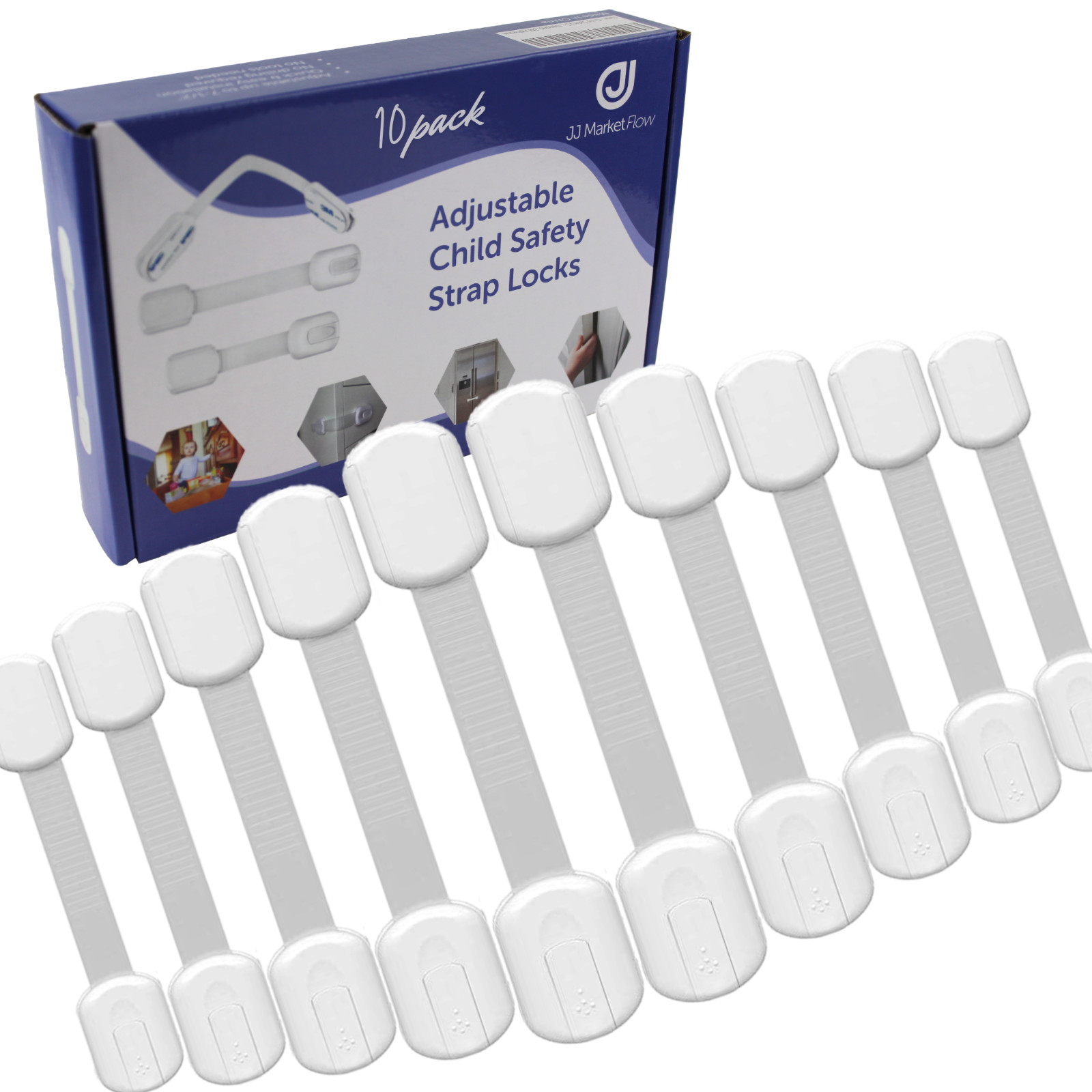 Child Safety Strap Locks 10‑Pack Adjustable Cabinet & Drawer Baby Proofing Locks Child Safety Strap Locks 10‑Pack Adjustable Cabinet & Drawer Baby Proofing Locks