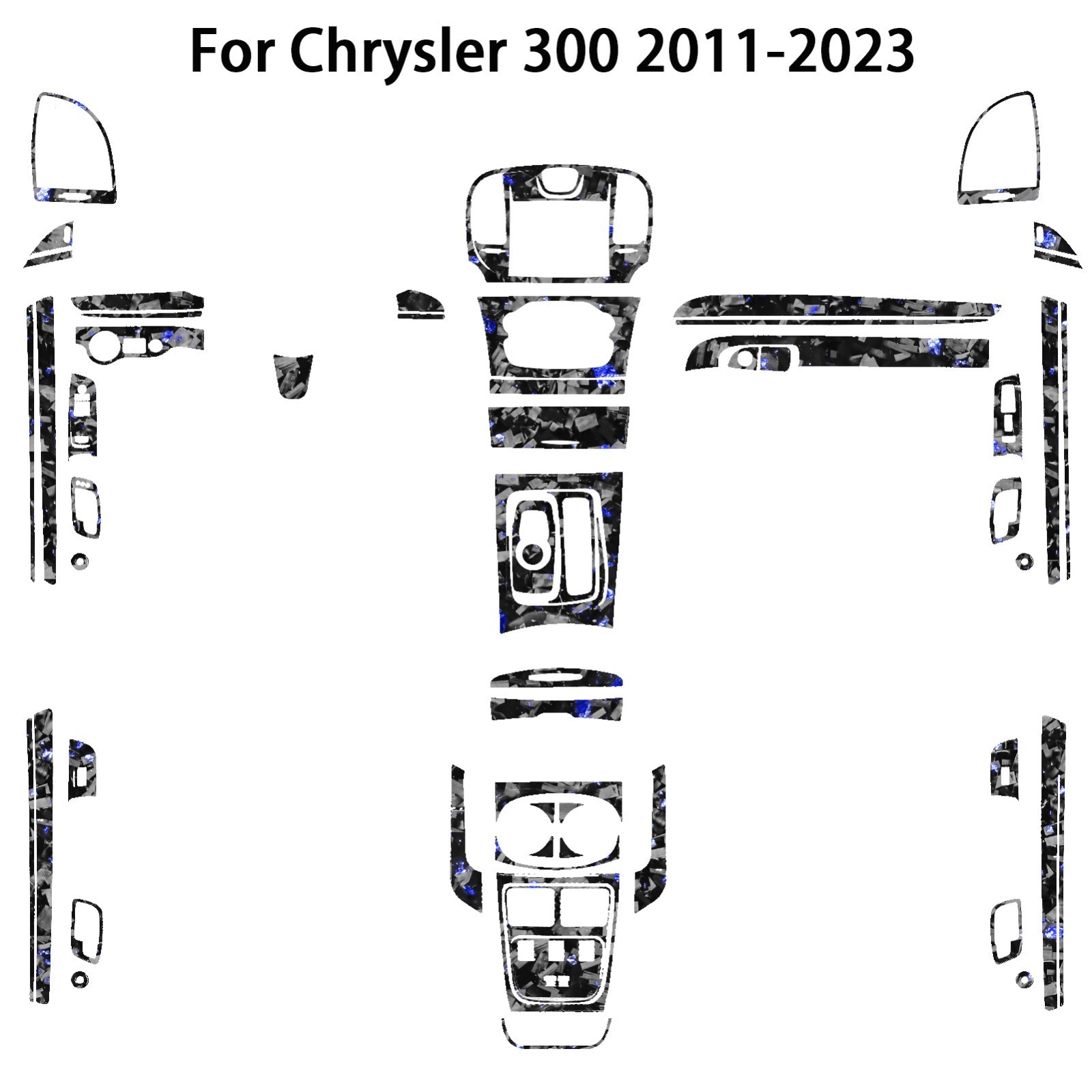 68Pcs Blue forged carbon fibre kit, full interior for Chrysler 300 2011-23