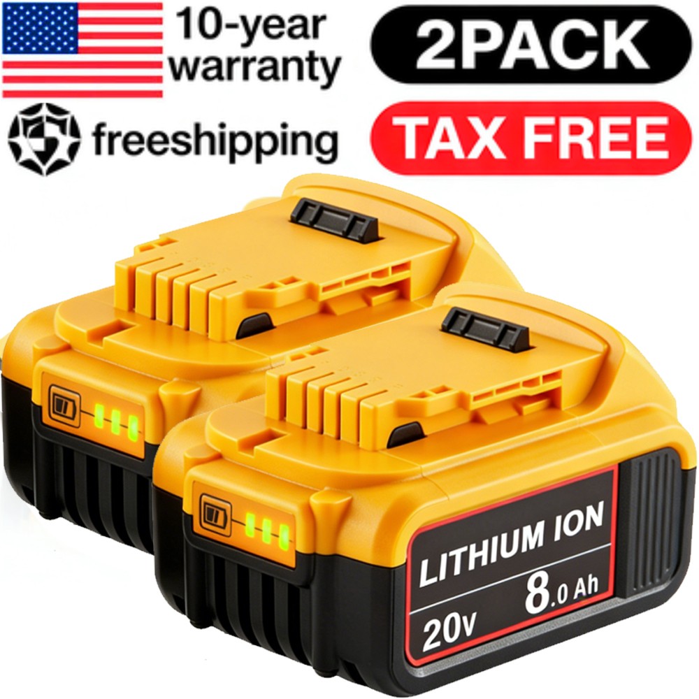 2Pack Lithium Ion Battery For DeWalt 20V 20 Volt Max 8.0AH DCB205 DCB206 DCB200