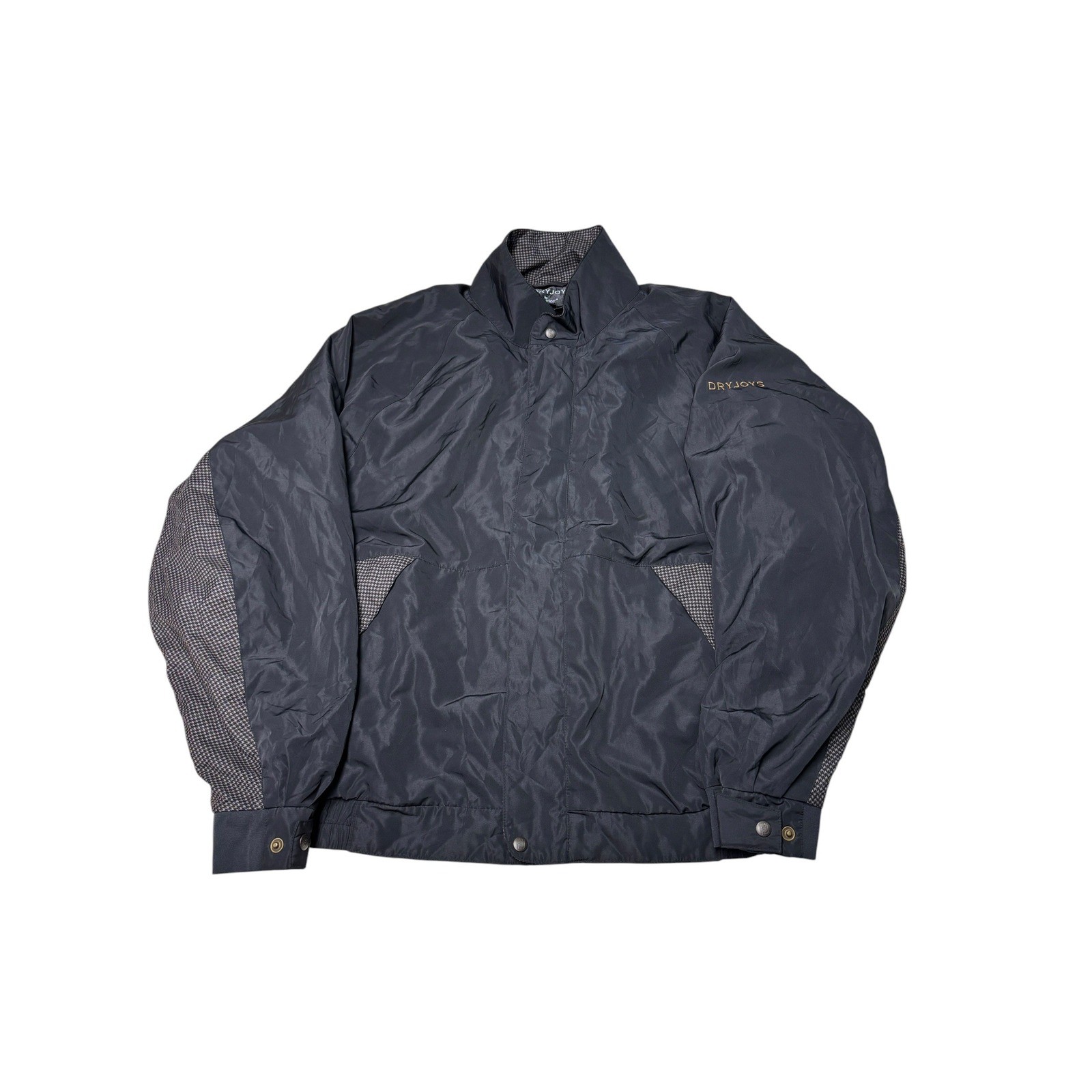 Vintage 90s  FootJoy DryJoys Golf Jacket Mens XL Black Houndstooth Windbreaker